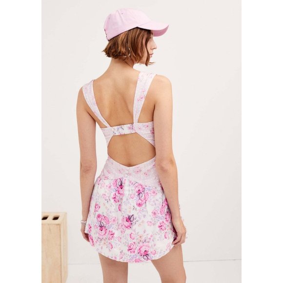 For Love & Lemons - Taylor Lace-Up Satin Bustier Mini Dress In Purple Floral - Picture 5 of 8